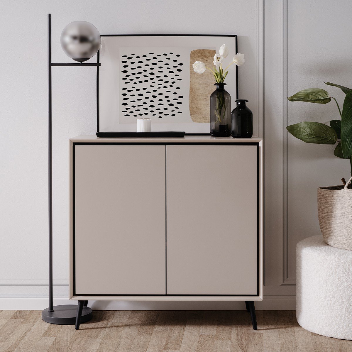 Calicosy - Dressoir Arona - 90 cm - Taupe   Zwart