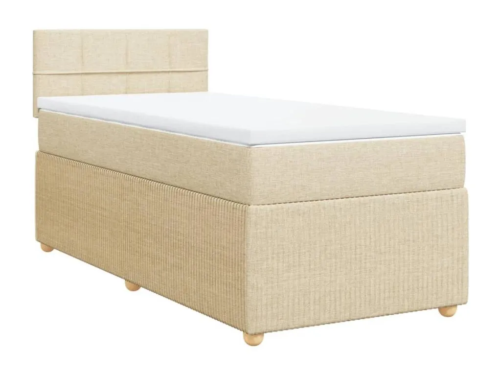 Cama box spring con colchón tela color crema 100x200 cm lsh3522823