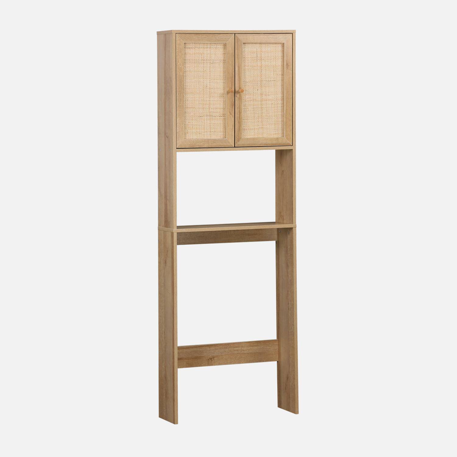 Boheme - Estante mueble de WC decorada en madera y caña
