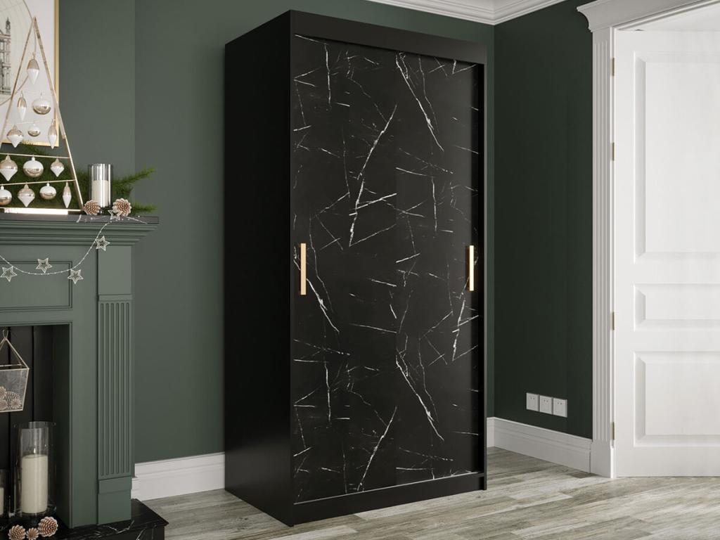 Armario Joliven 246 Mármol negro Negro mate 200x100x62cm Número de estantes 4 00