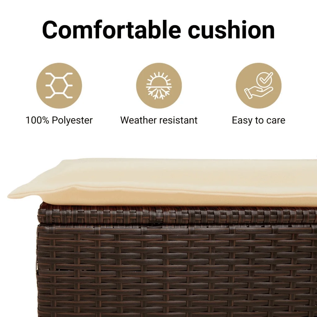 vidaXL Powder Coated Steel Removable Canopy and Cushions Double Sun Lounger, Beige - Image 28