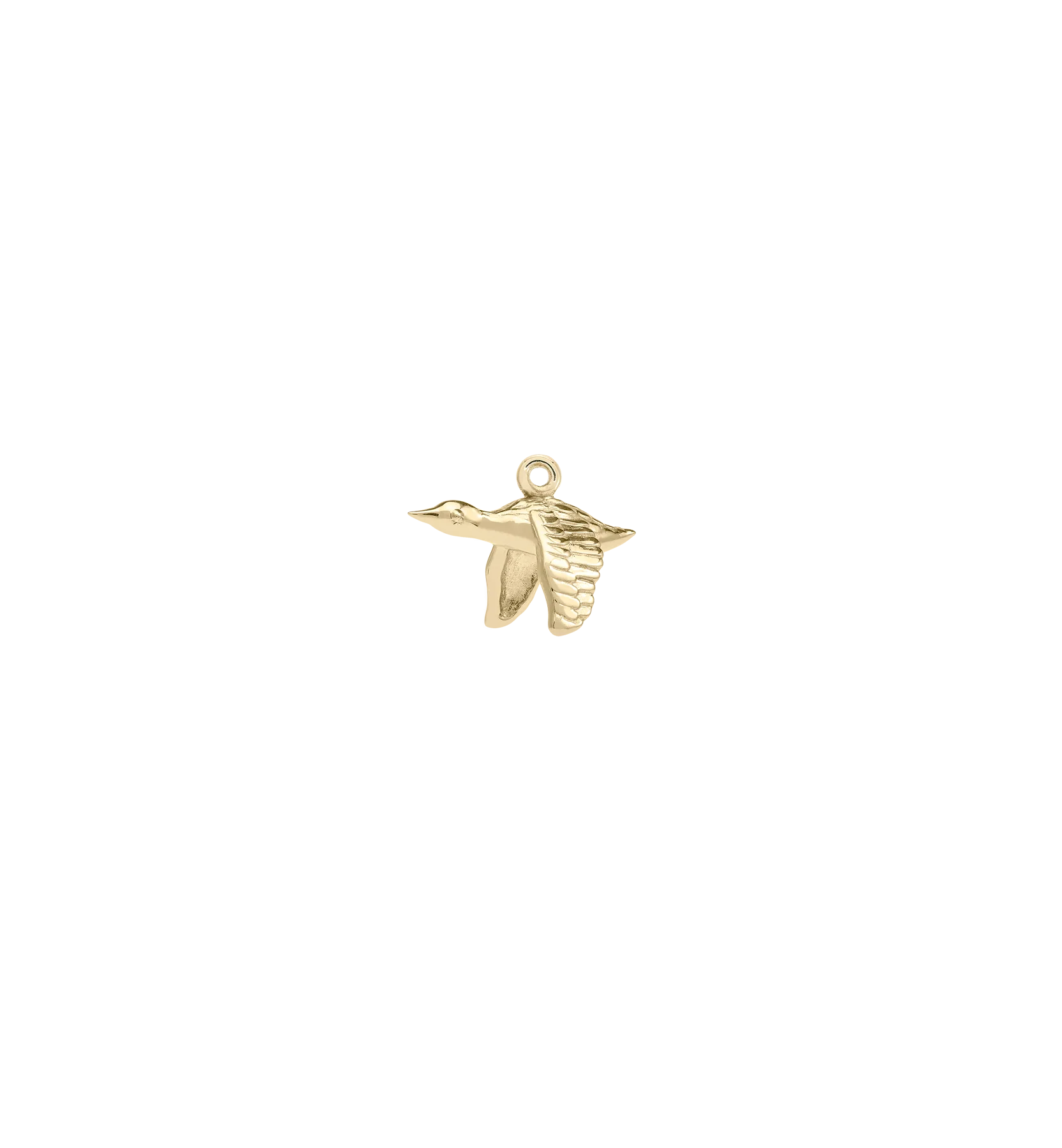 Tiny Flying Duck Charm 14K