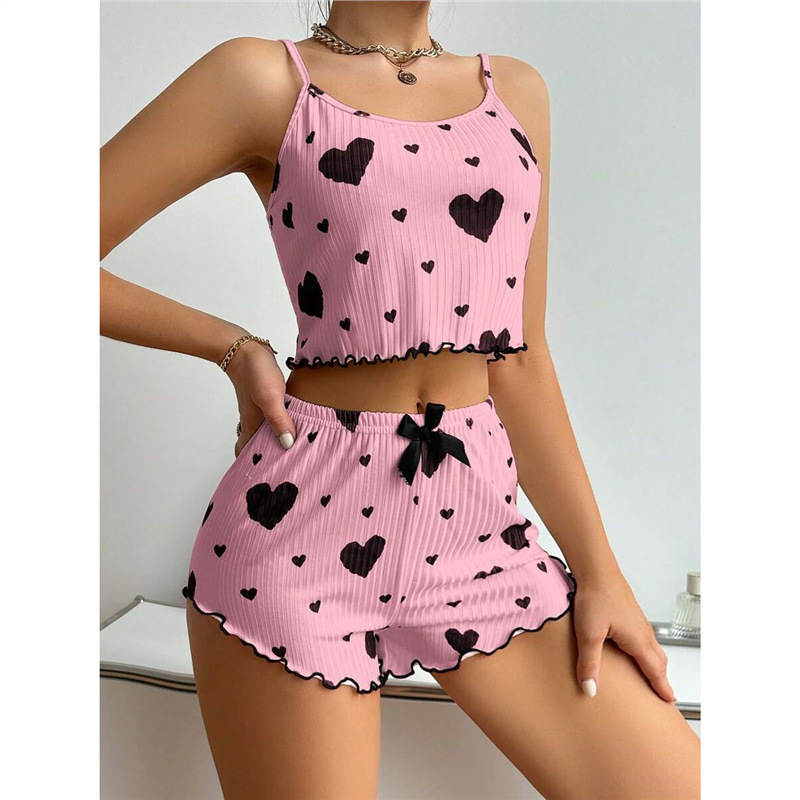 European and American cross-border home wear, foreign trade dropshipping, AliExpress cross-border new women's home wear, women's fashion heart-shaped design