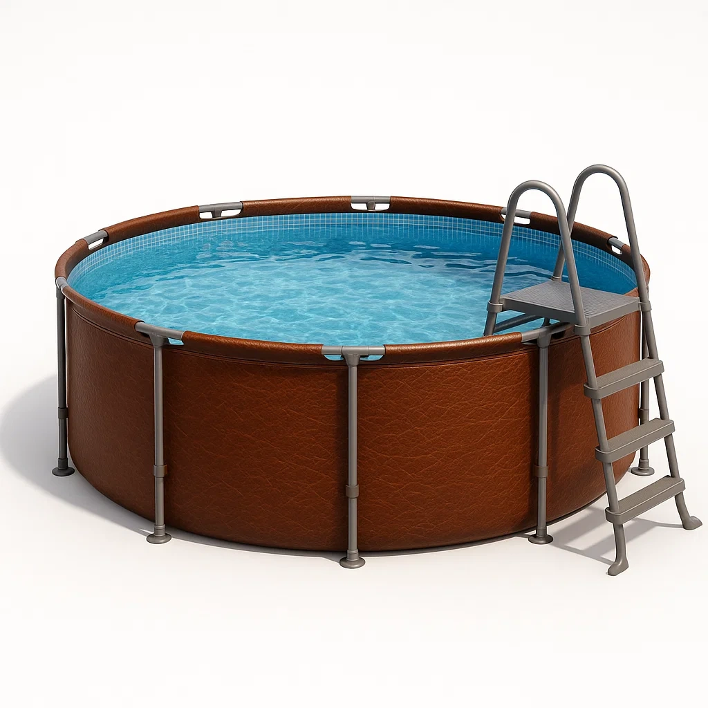 Piscina tubular redonda desmontable 358x98 cm color madera con filtro y escalera cskiaQE270ie
