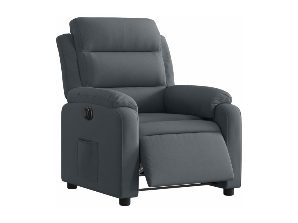 Sillón reclinable eléctrico de terciopelo gris oscuro