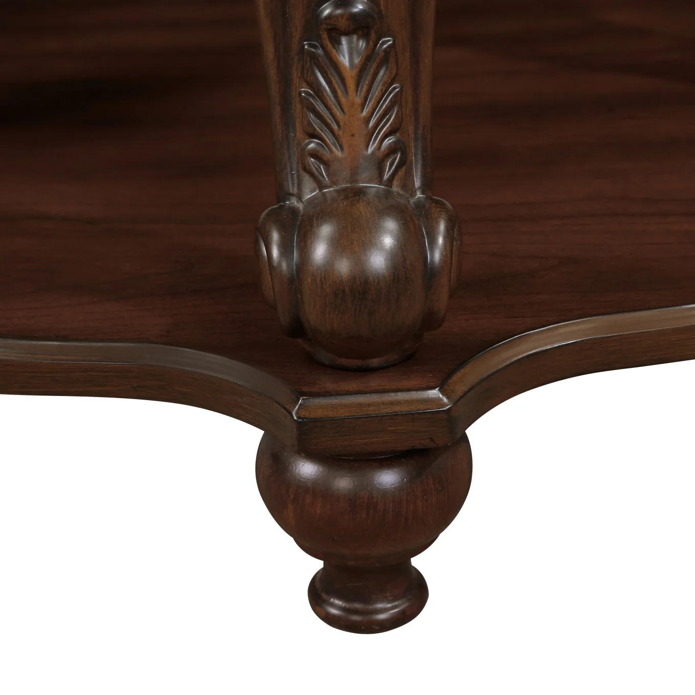 42" Oval Coffee Table with Storage Shelf, 2-Tier Solid Wood Cocktail Tea Table, Traditional Retro Center Table for Living Room, Bearing 400LBS, Cherry - Image 7