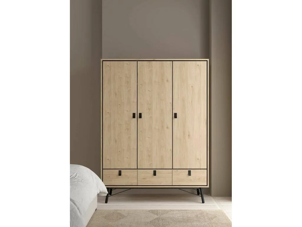 Armario 3 puertas Hogarmini Muebles de dormitorio Vestidor Armario de ropa 150x60 h200 cm Hogarmini ojud47209