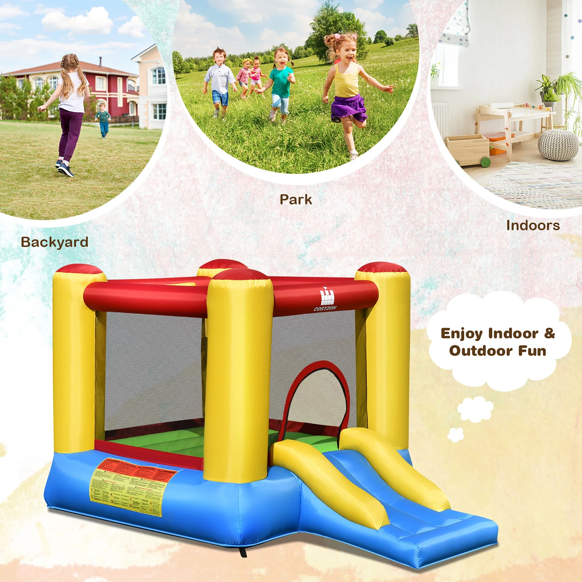 Costway Inflatable Bouncer Kids Bounce House Jumping Castle Slide with 480W Blower - Image 9
