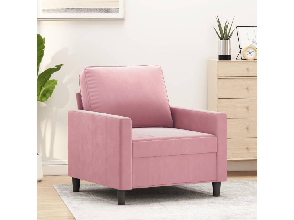Sillón de terciopelo rosa 60 cm