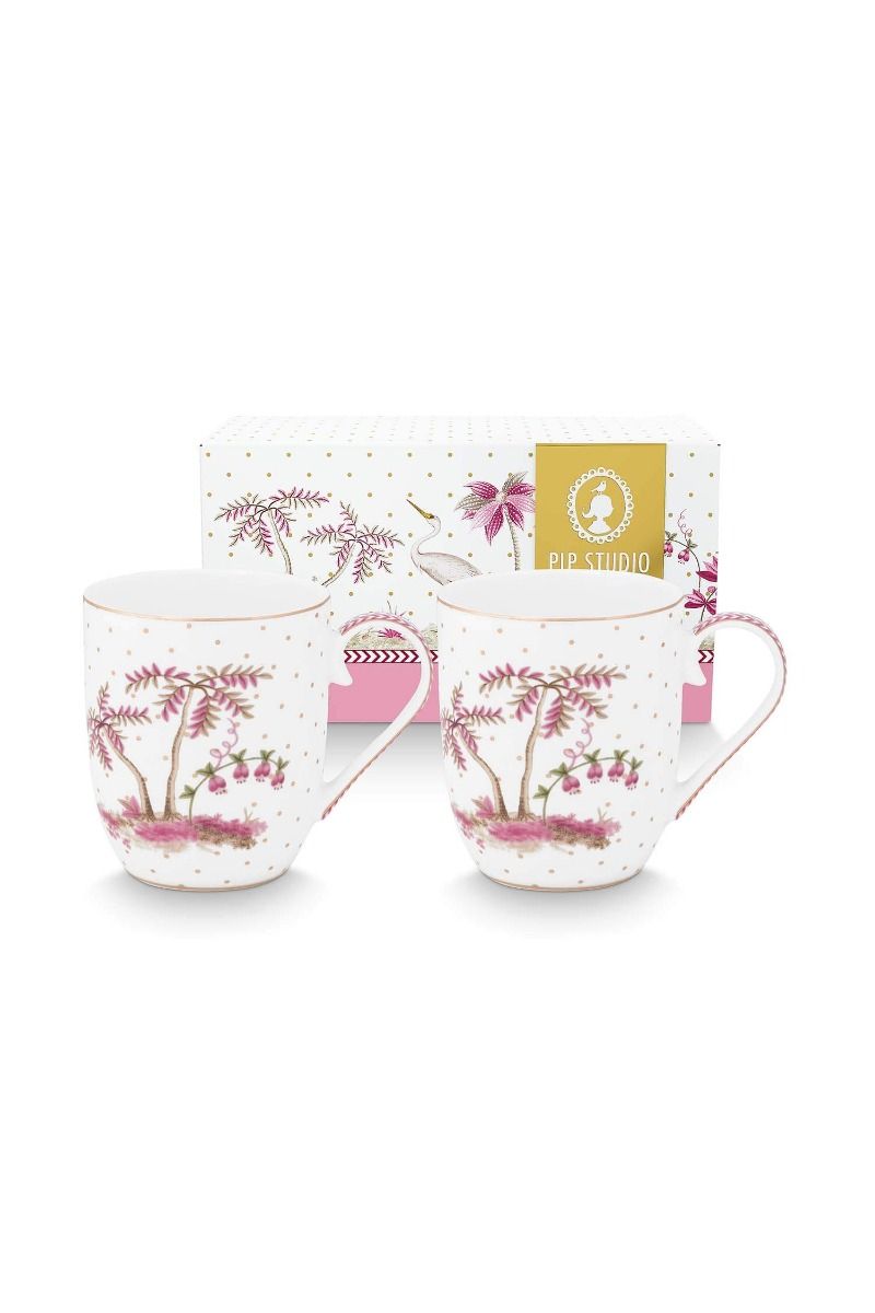 Set/2 Mugs Small Jolie Dots Gold Pink