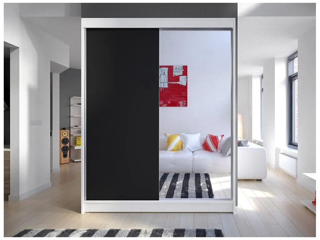 Armario Micasacool 140 Negro | Blanco 200x150x58cm Puertas de armario - Correderas