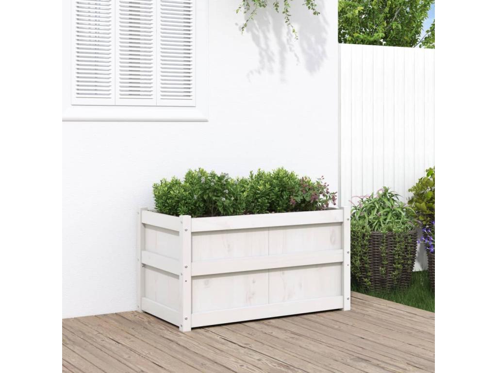 Decoratodo  madera maciza de pino blanca 90x50x50 cm