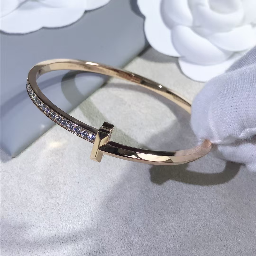 Tiffany T1 Narrow Diamond Hinged Bangle Bracelet - Original Replica Club
