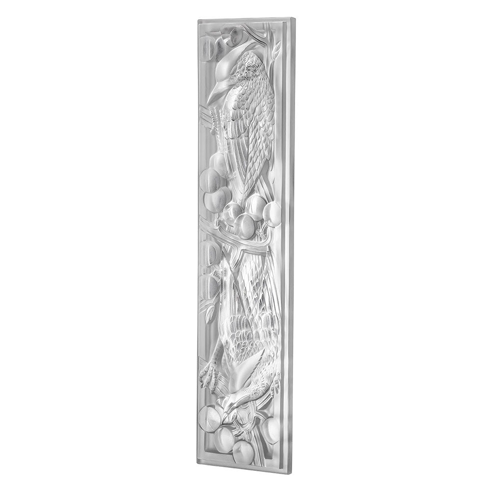 PANNEAU DÉCORATIF MERLES ET RAISINS - CRISTAL INCOLORE, PETIT MODÈLE, CÔTÉ GAUCHE