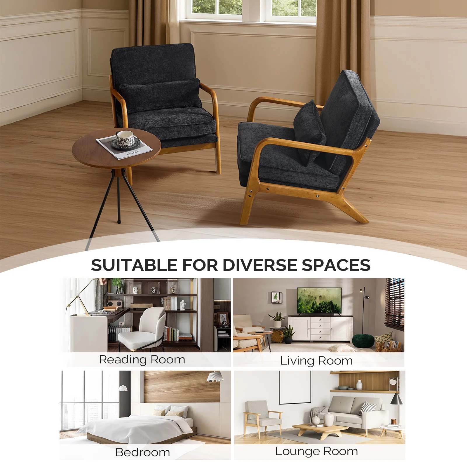 Ktaxon Accent Chair Corduroy Upholstered Armchair, Reading Club Chair with Pillow and Solid Wood Frame for Living Room Bedroom Furniture Off White - Image 59