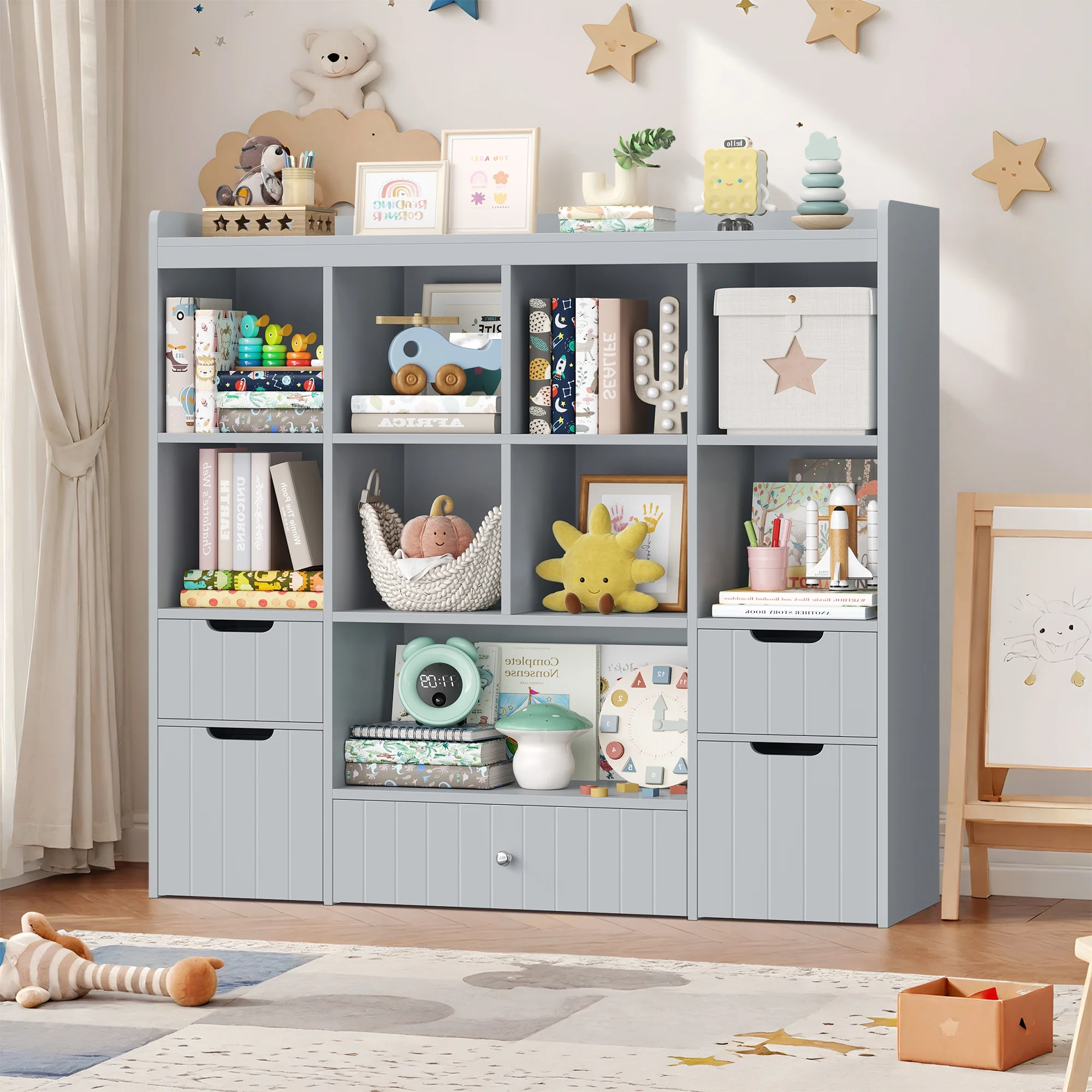 Homfa Kids Toy Storage Organizer with Cubby, Kids Toy Storage Chest with Removable Drawers, Kids Bookcase for Playroom Bedroom Living Room, Pink - Image 24