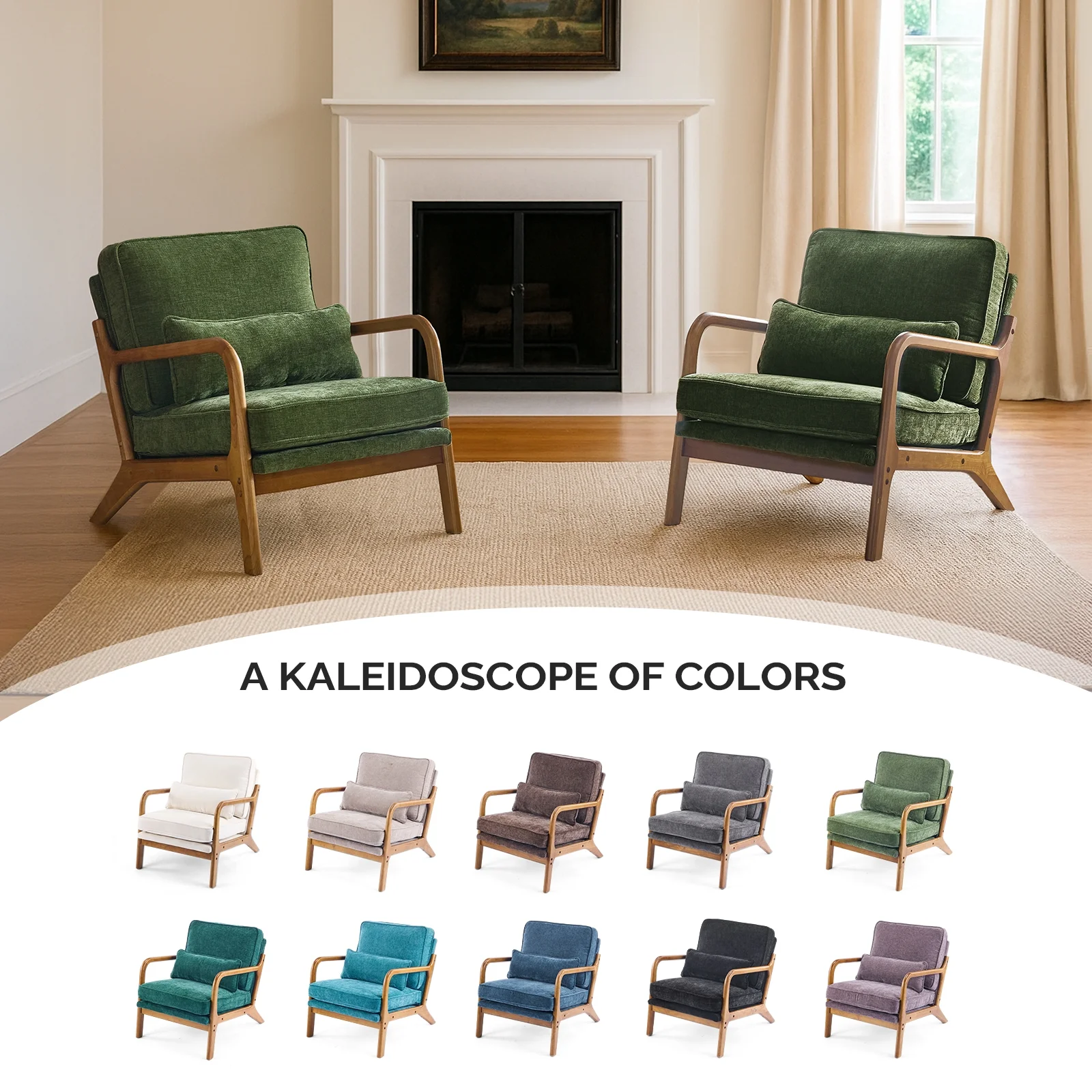 Ktaxon Accent Chair Corduroy Upholstered Armchair, Reading Club Chair with Pillow and Solid Wood Frame for Living Room Bedroom Furniture Off White - Image 100