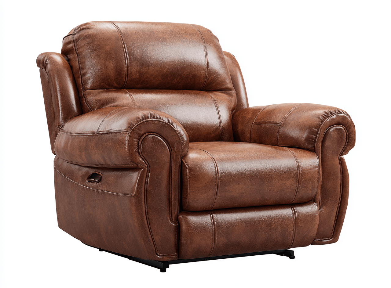 Sillón reclinable de cuero marrón con reposabrazos 90×95×105 cm – estilo clásico
