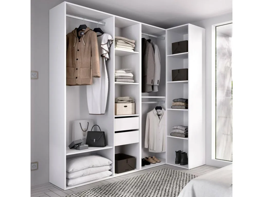 Gran Armario Hogarmini Muebles de dormitorio Vestidor Armario de ropa 183x85 h205 cm Blanco y Hogarmini 06794vwkp