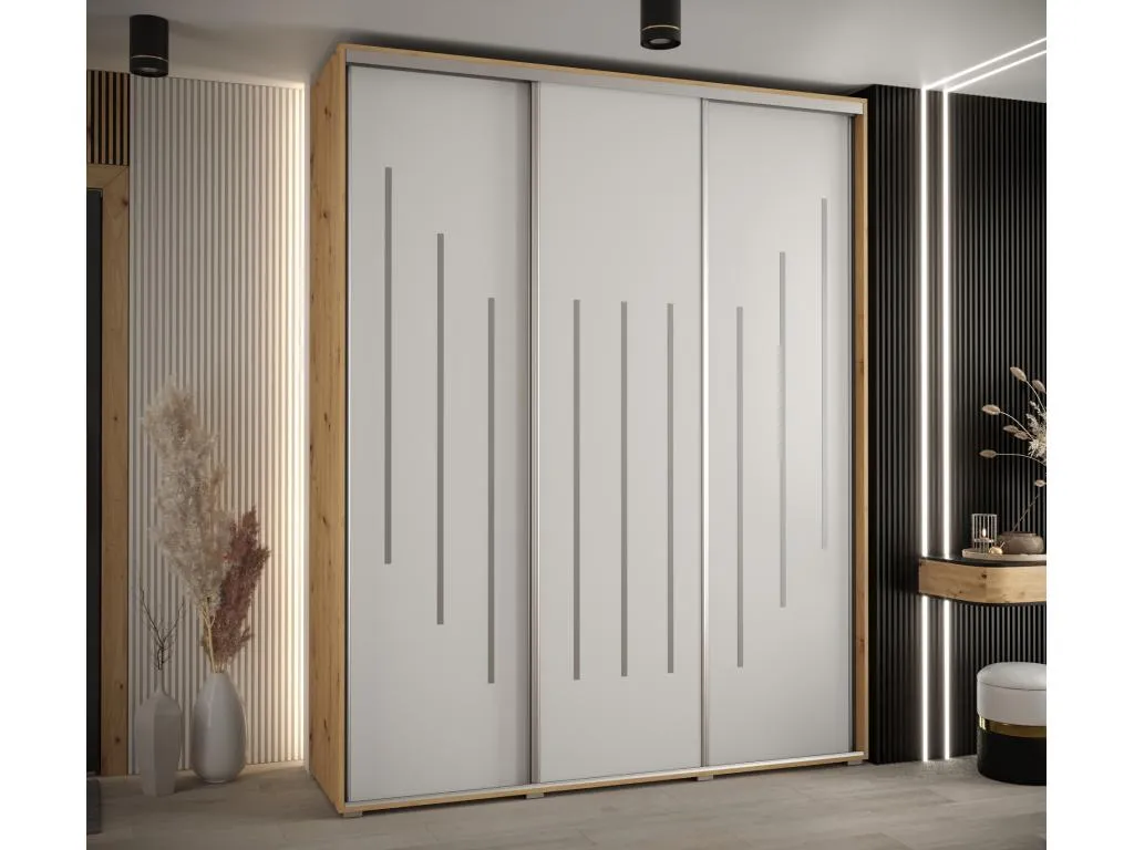 ARMARIO Banakdecoracion 8 DE PUERTAS CORREDERAS 235.2/200/45 3 puertas (Artisan/Blanco/Plata) 87892KENO