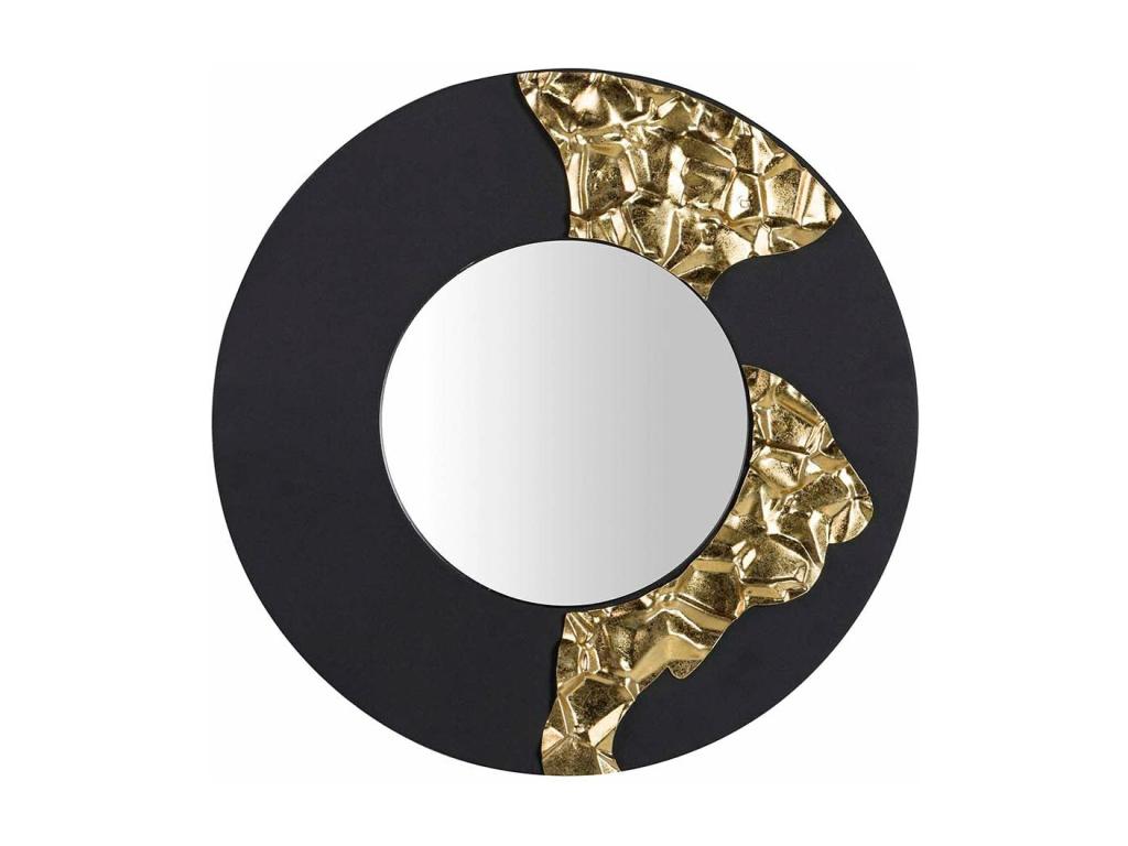 Espejo Metal Redondo Negro Dorado 50x3x50 Cm