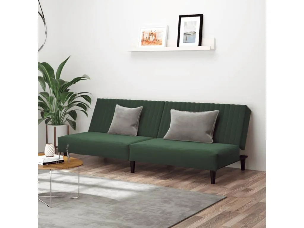 Sofá cama de 2 plazas terciopelo verde oscuro