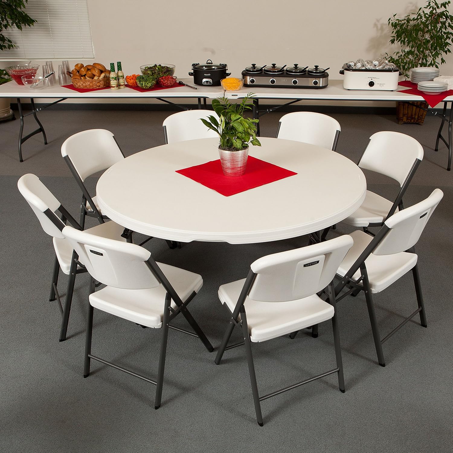 5' Round Folding Table (4 Pack), Commercial Grade, White