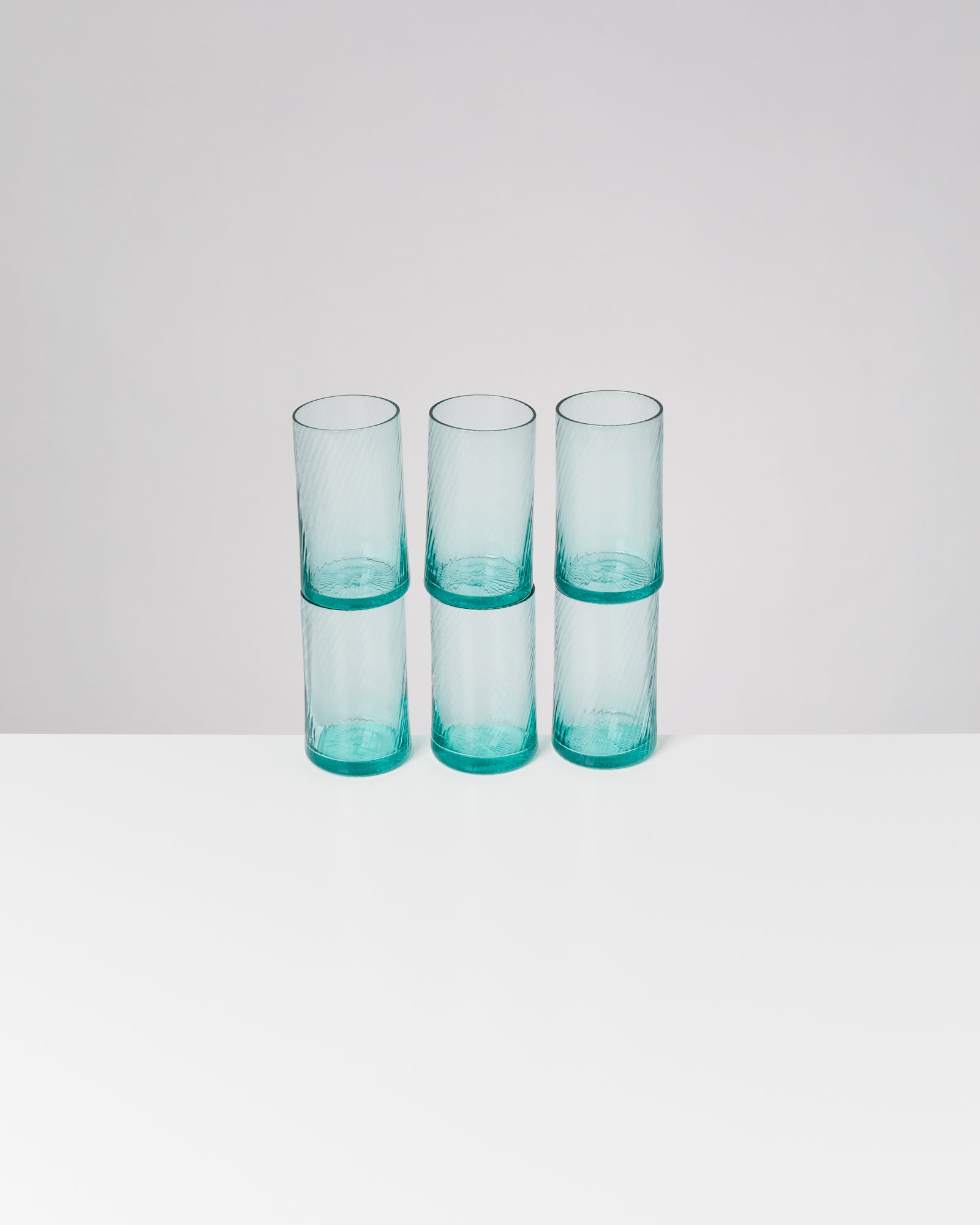 Leiria Glas klein riffled grün 6er-Set