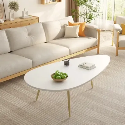 Unique Oval Coffee Table for Small Spaces - Dimensions: 22.2D x 42.5W x 17.1H