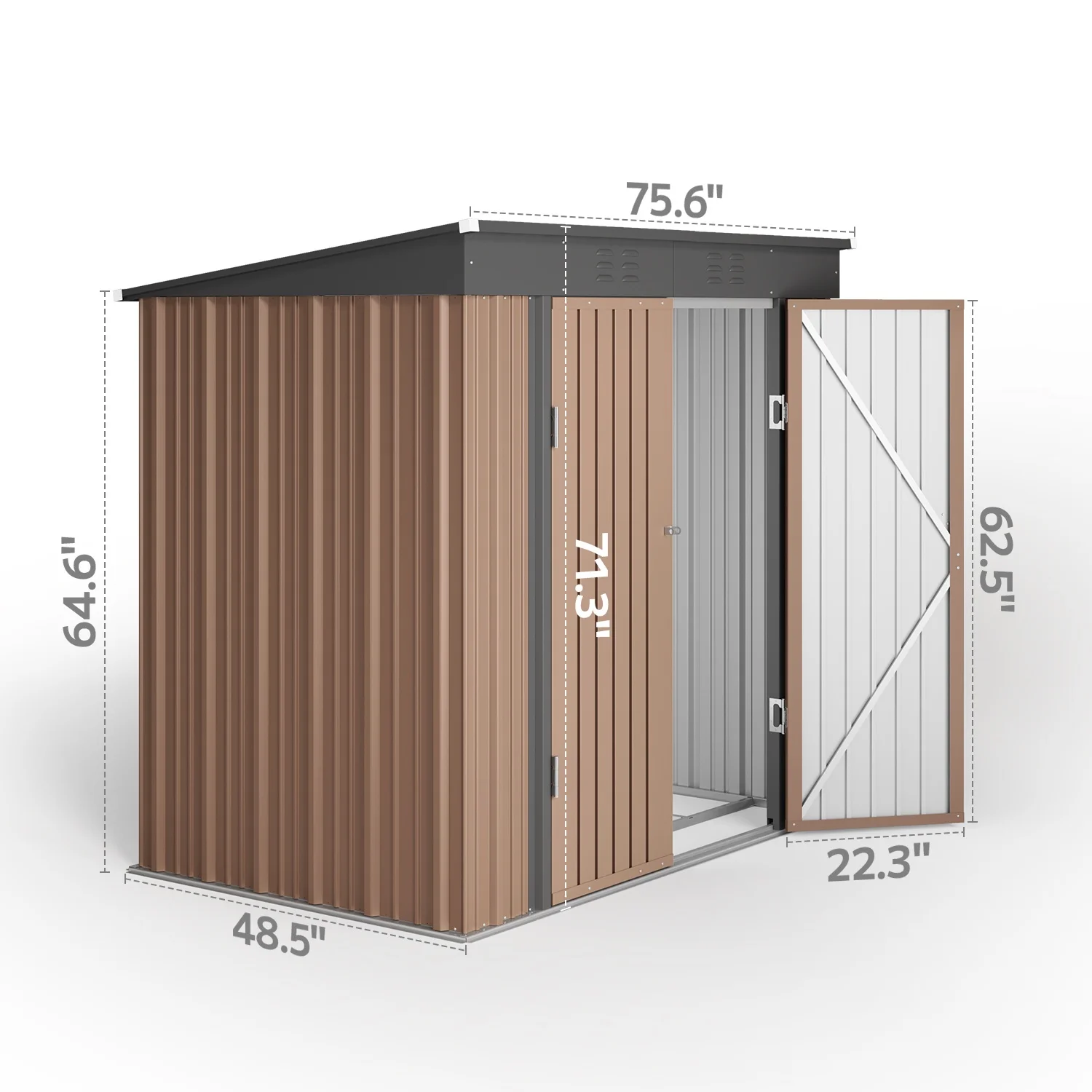 5'x3' Outdoor Storage Shed, Asofer Shed and Outdoor Storage Clearance, Weatherproof Tool Shed, Brown - Image 26