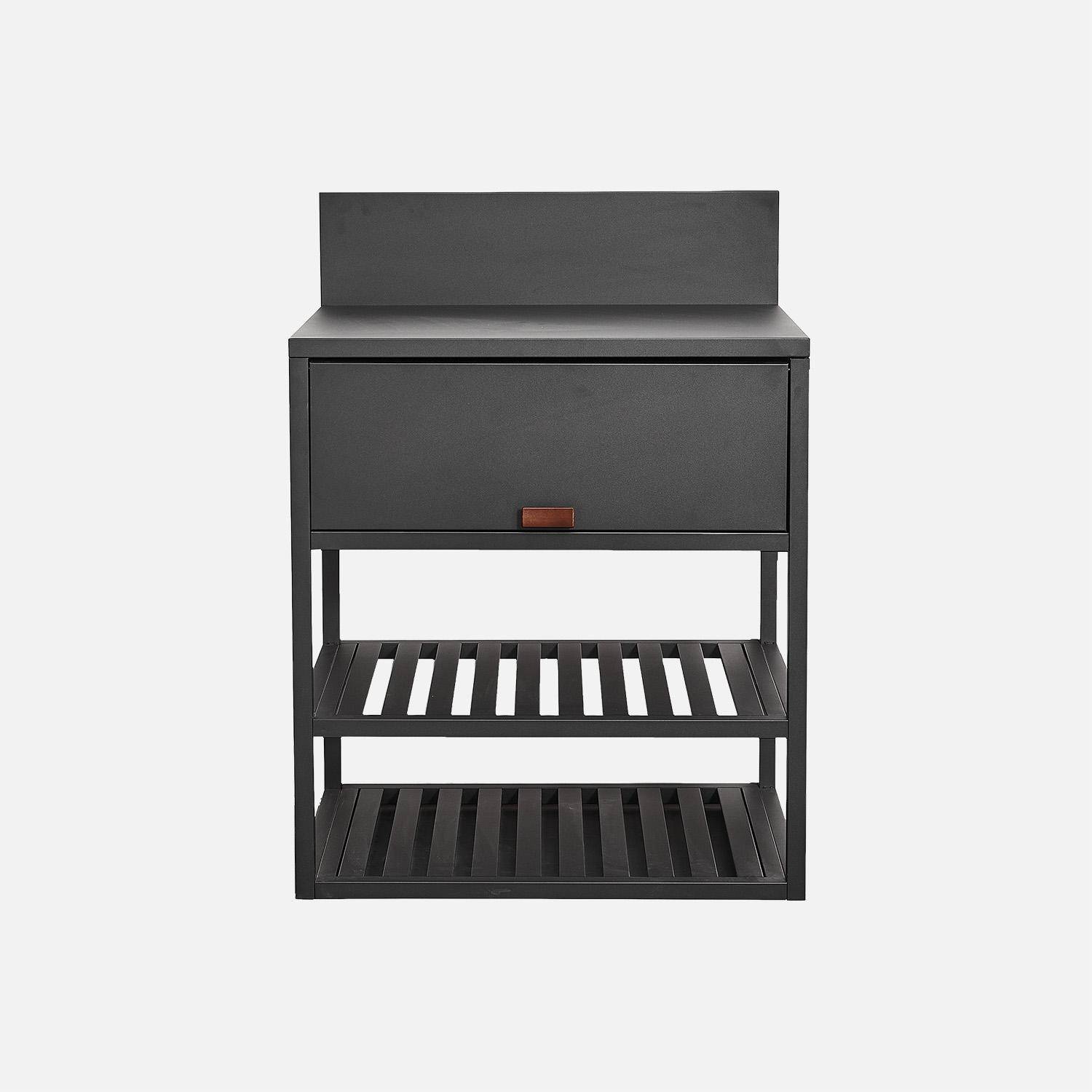 Thira - Cocina exterior de acero, 1 armario, 2 estantes, 80cm
