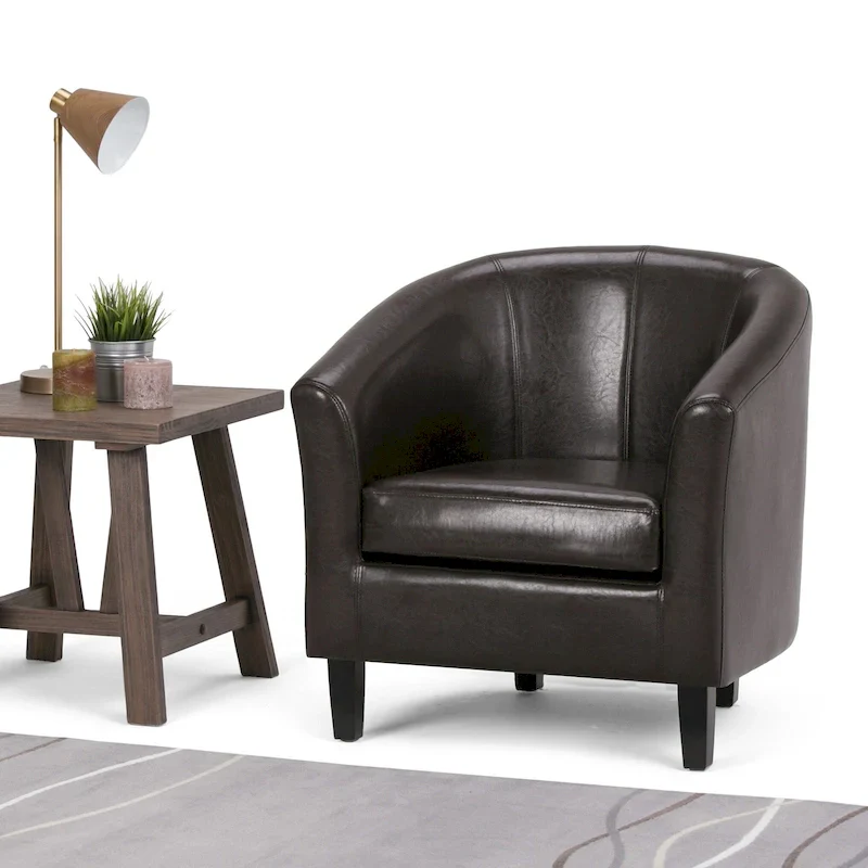Modern Tub Accent Chair with Upholstered Seat and Wooden Legs