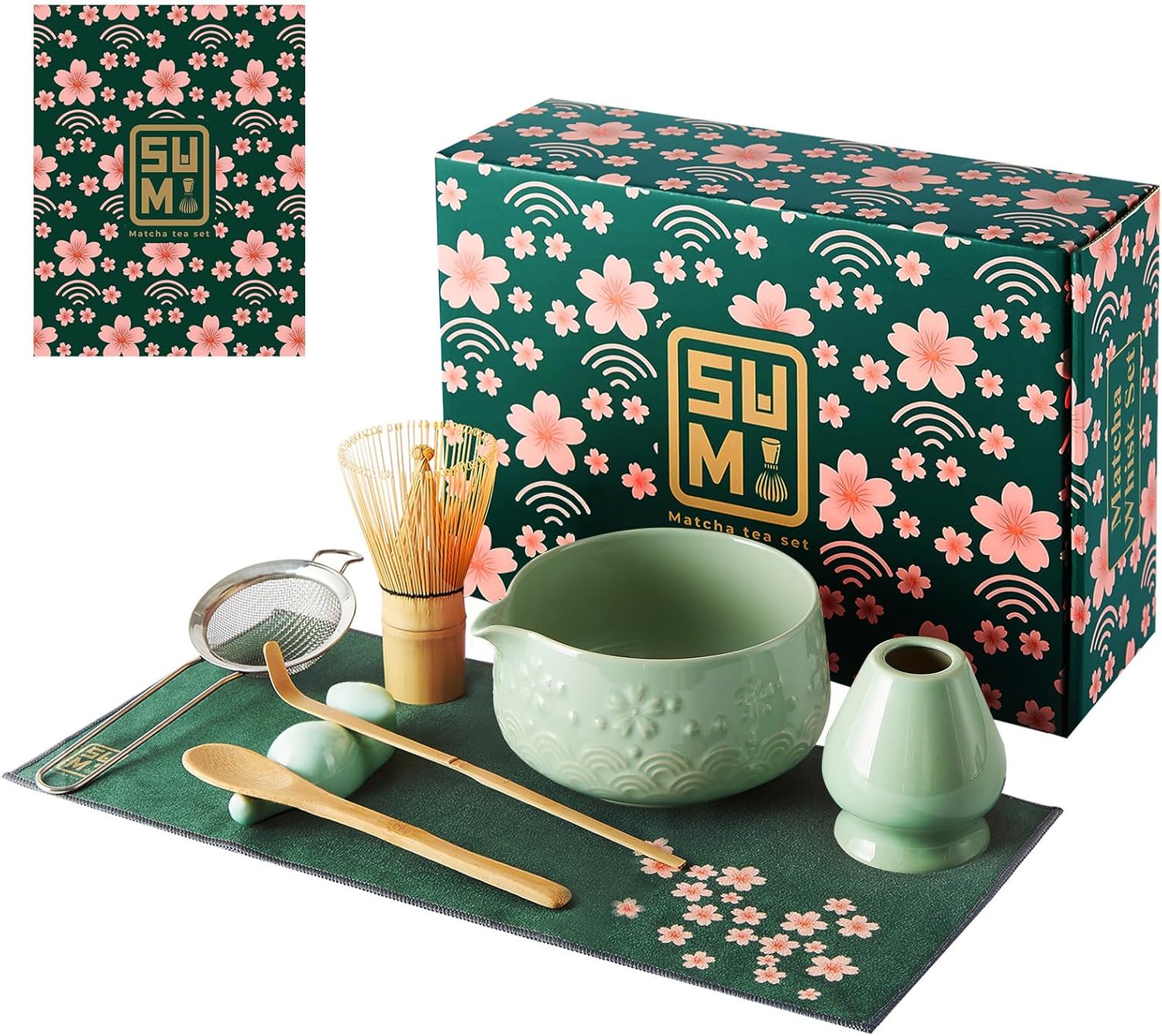 Matcha Whisk Set 9pcs – Matcha Tea Set with Ceramic Matcha Bowl, Bamboo Whisk (Chasen), Scoop, Sifter | Matcha Kit for Japanese Tea Ceremony & Beginners(Gradient)