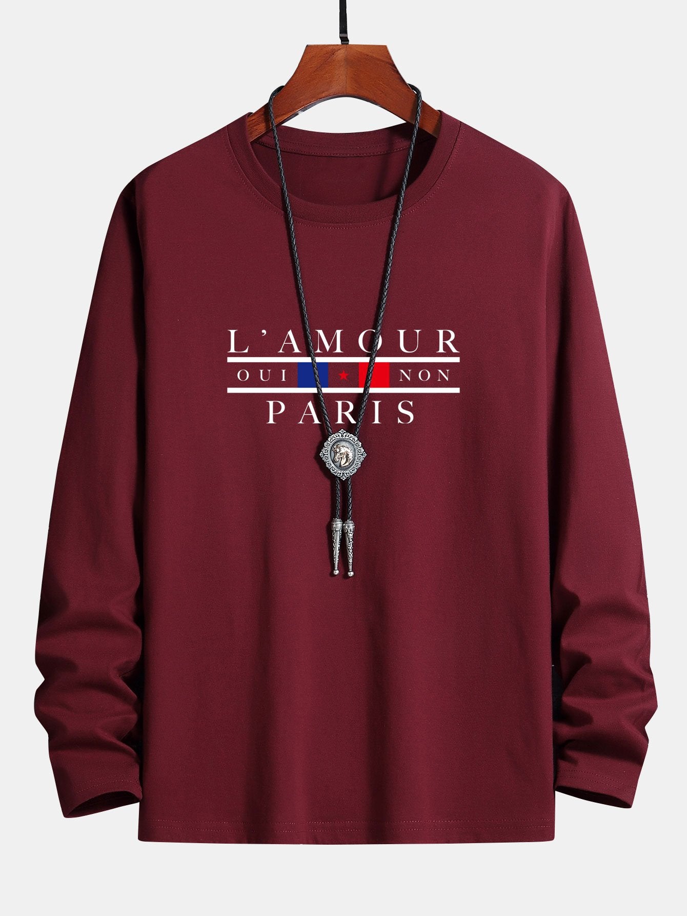 Long Sleeve Paris Slogan Print Cotton T-Shirt