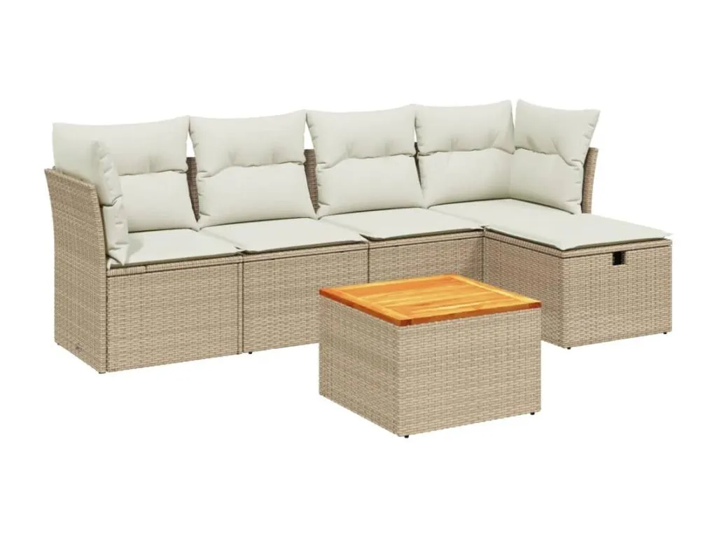 Conjunto de sofás de jardín 6 piezas en ratán sintético beige con cojines RF8221436