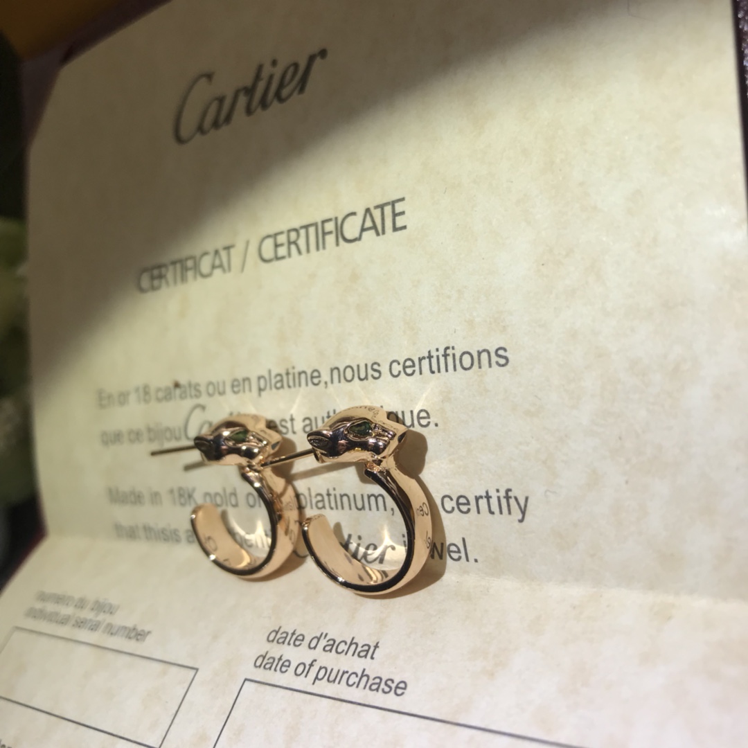 Cartier Panthère de Leopard Half Hoop Stud Earrings - Original Replica Club