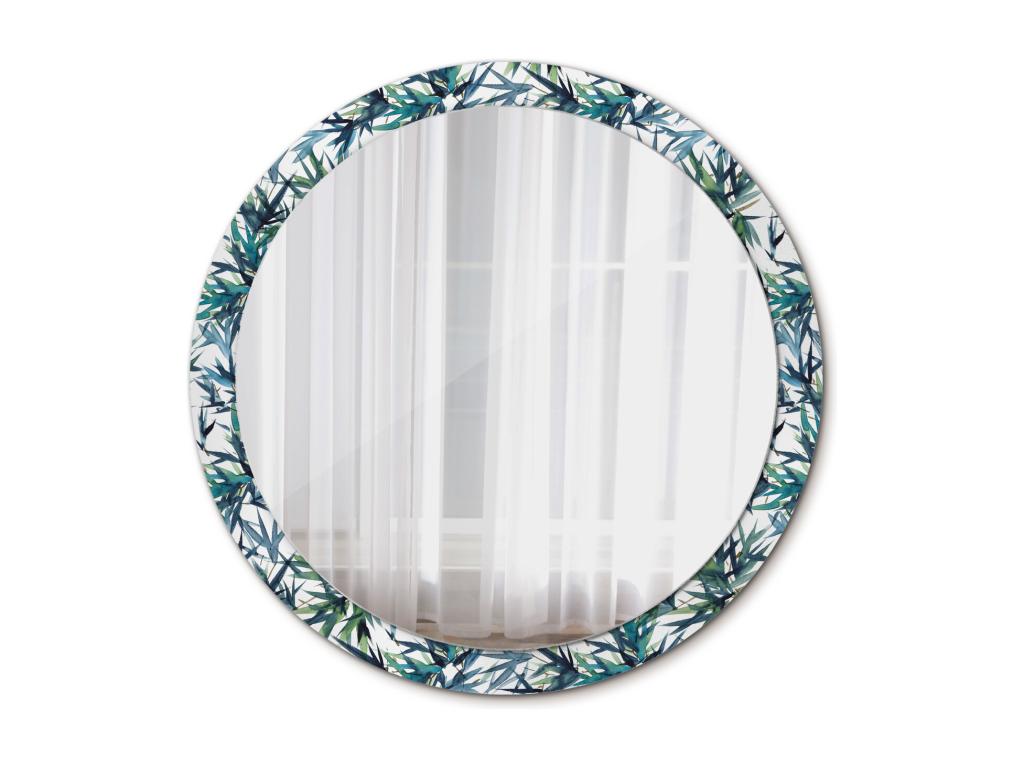 Espejo Redondo Decorativo - Palmeras Azules - 100 cm
