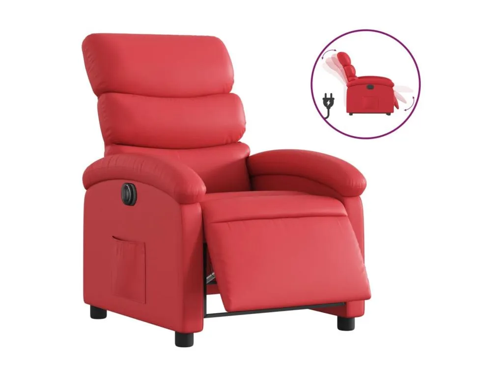 Sillón reclinable eléctrico de cuero sintético rojo