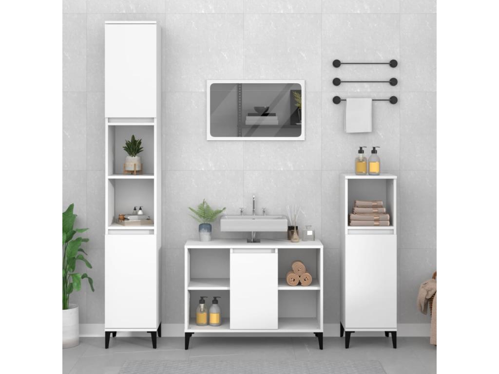 Armario para lavabo madera contrachapada blanco 80x33x60 cm