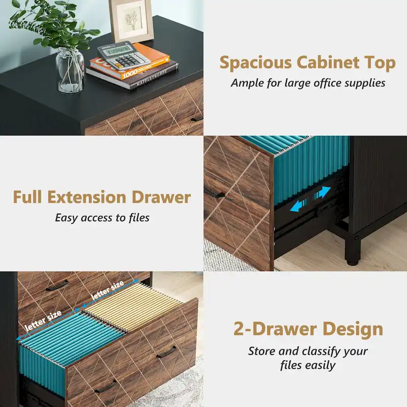 2-Drawer Lateral File Cabinet for Office Organization