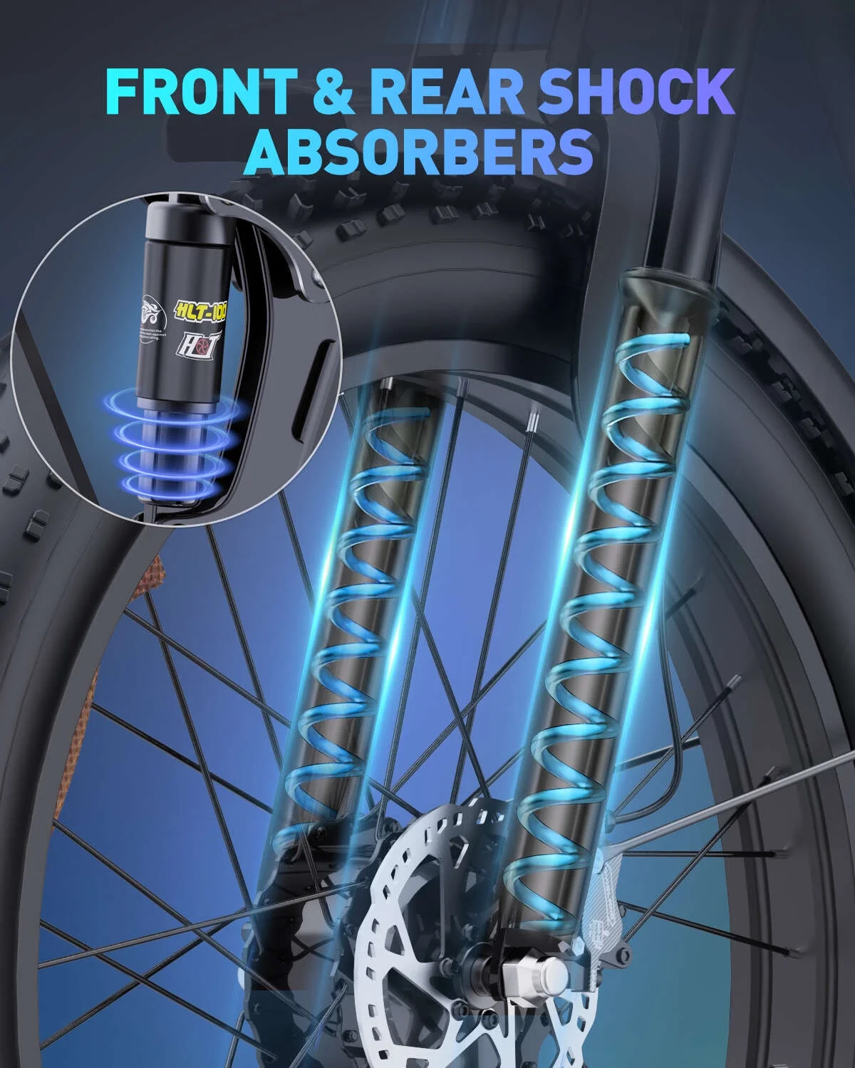 Dual Motor PEAK 3000W Electric Bike for Adults,31mph 48V 23Ah Electric Bicycle,26" Fat Tire Mountain Bike UL2849 - Image 8