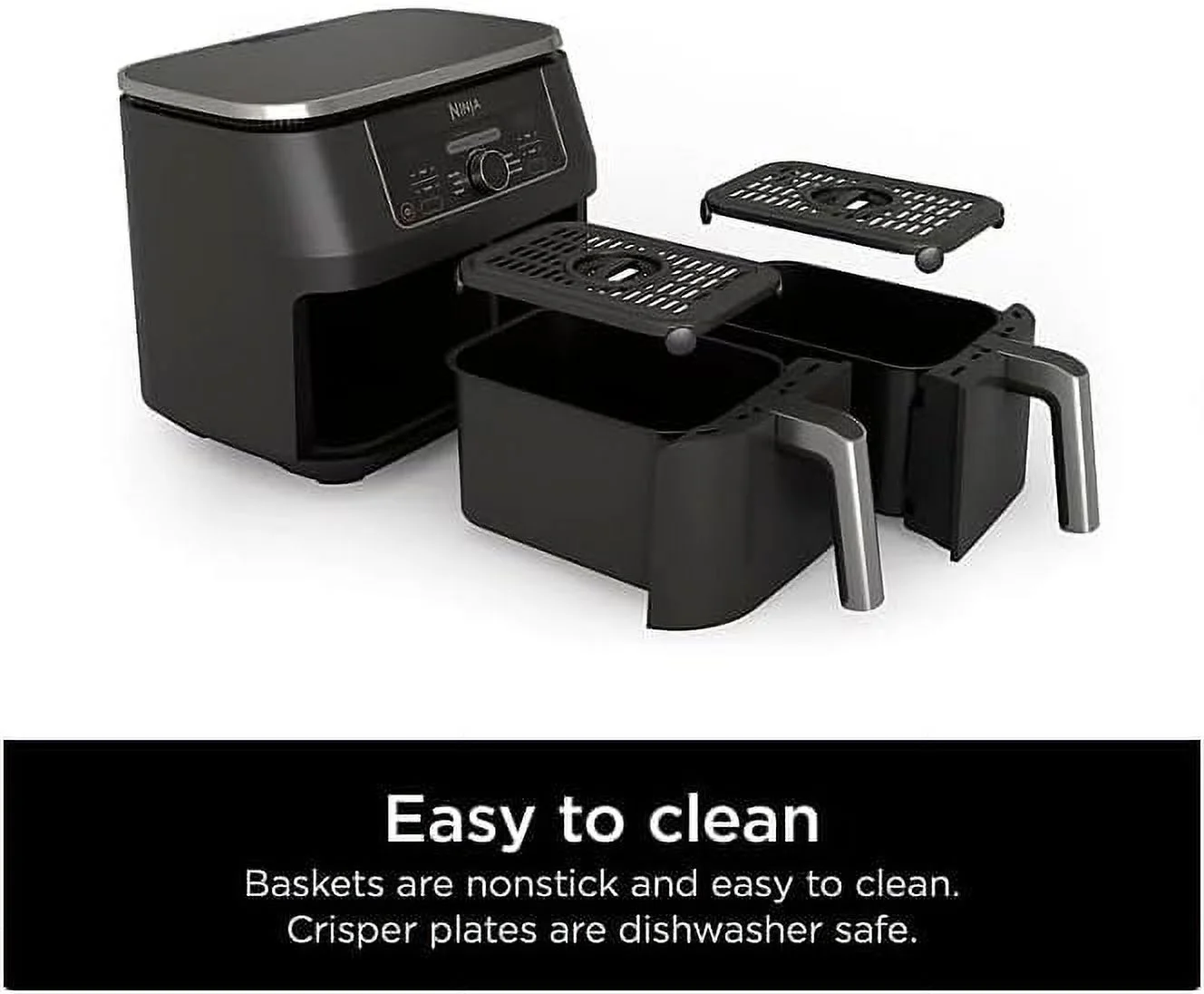 Ninja Foodi 8 qt 2-Basket Air Fryer, Black - DualZone Technology, Smart Finish - Image 6