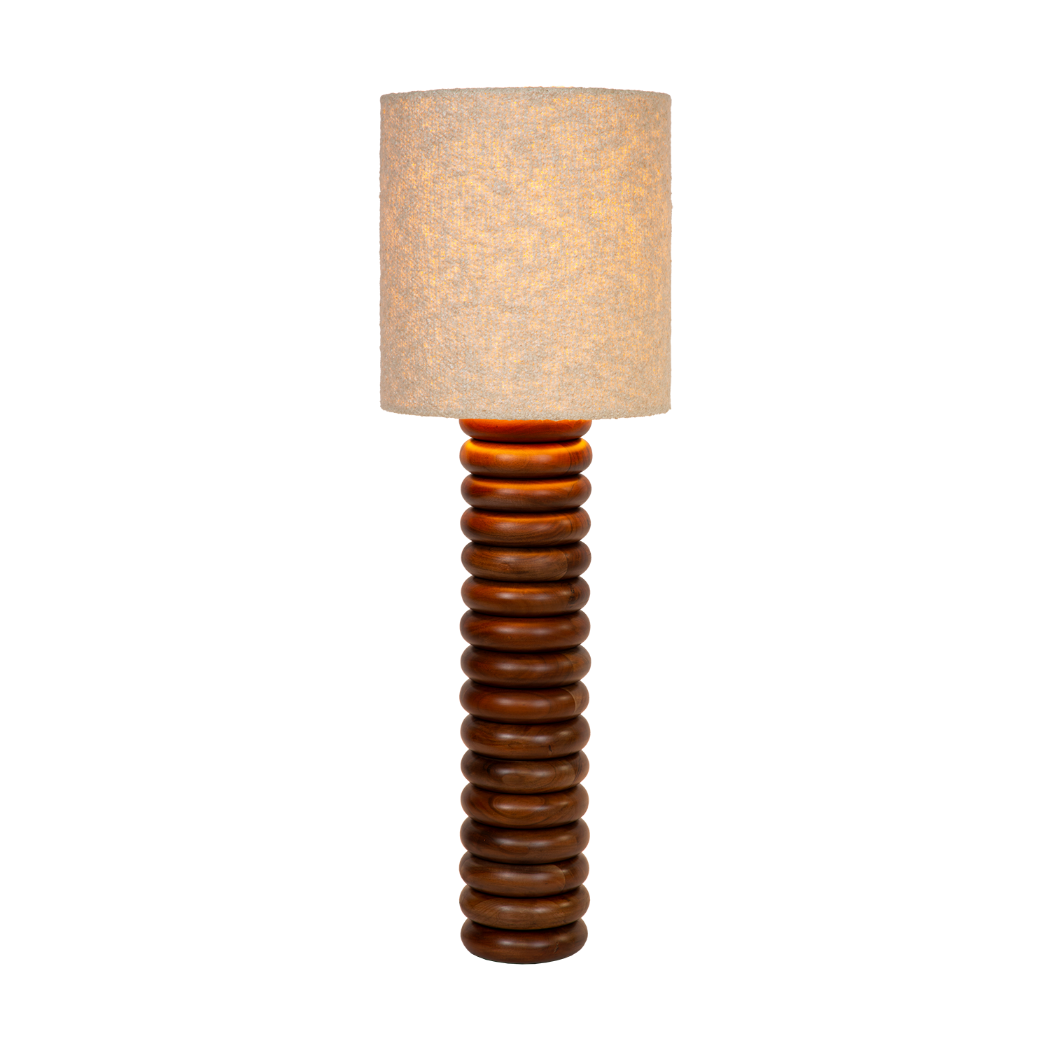 Atmooz Luigi - vloerlamp - acaciahout - bouclé kap - 116 cm