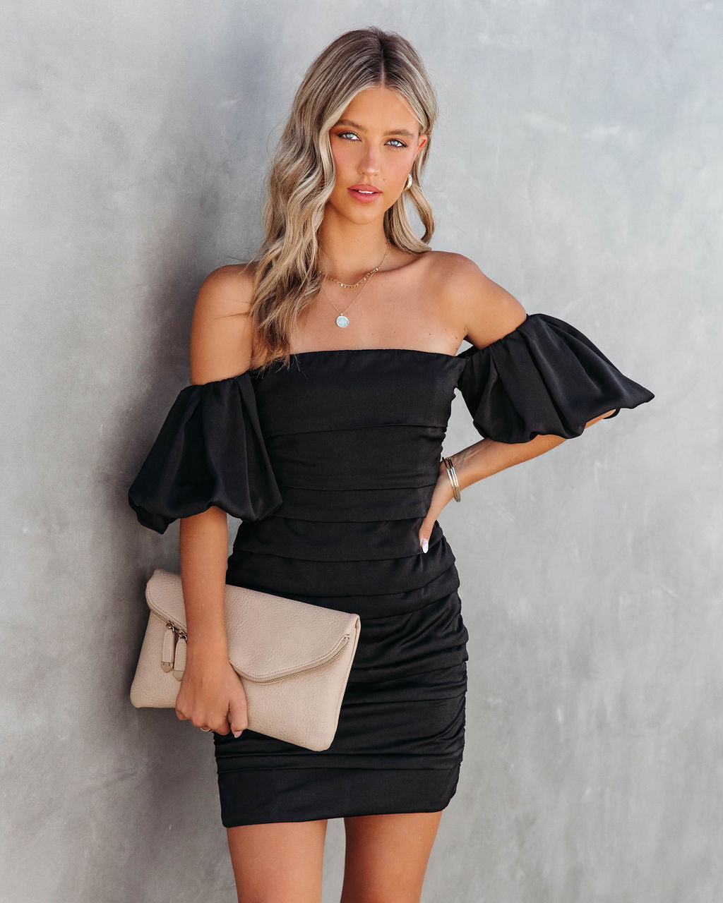 City Fashionista Off The Shoulder Mini Dress - Black - Se7enfashion
