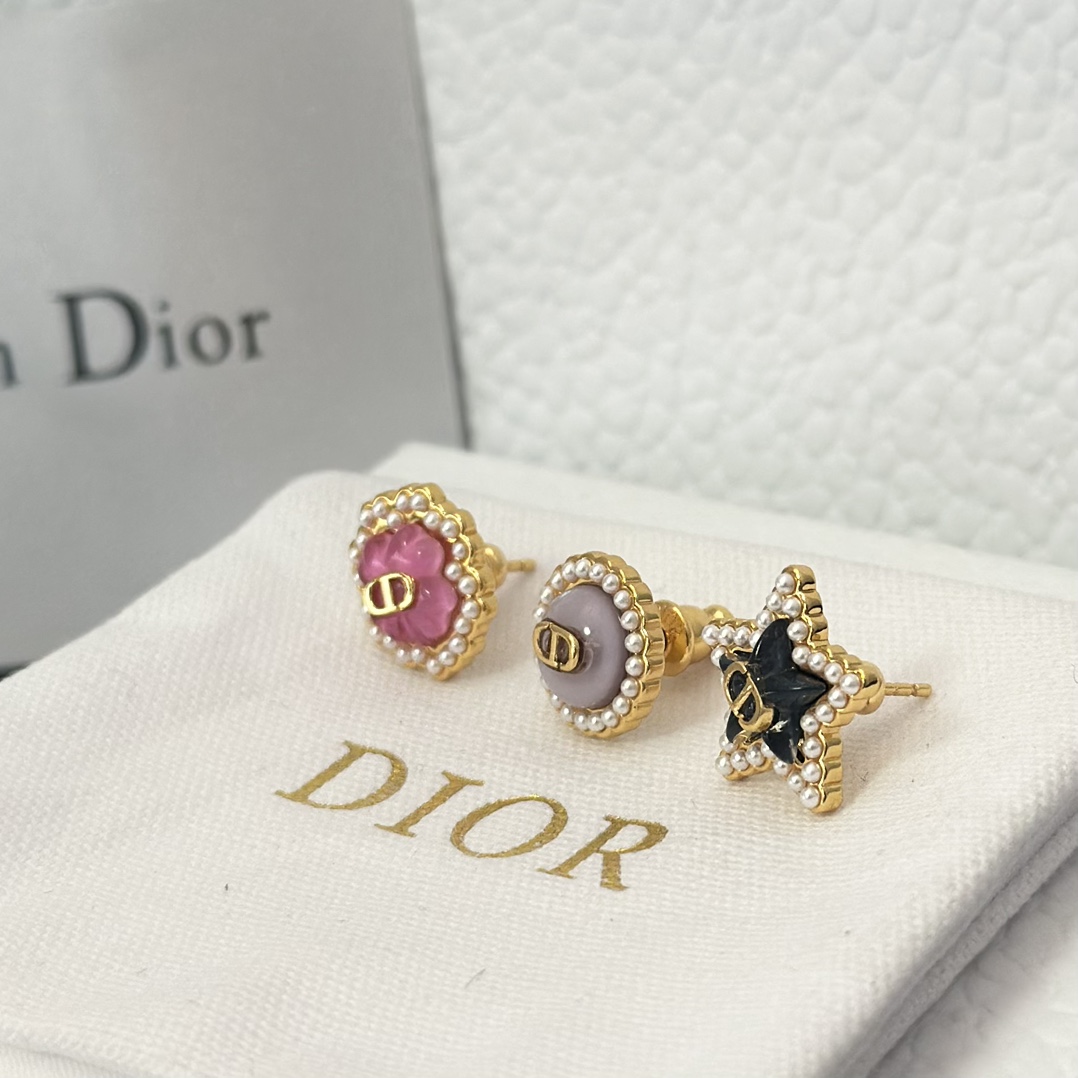 Dior Three Pieces Enamel Stud Earrings - Original Replica Club