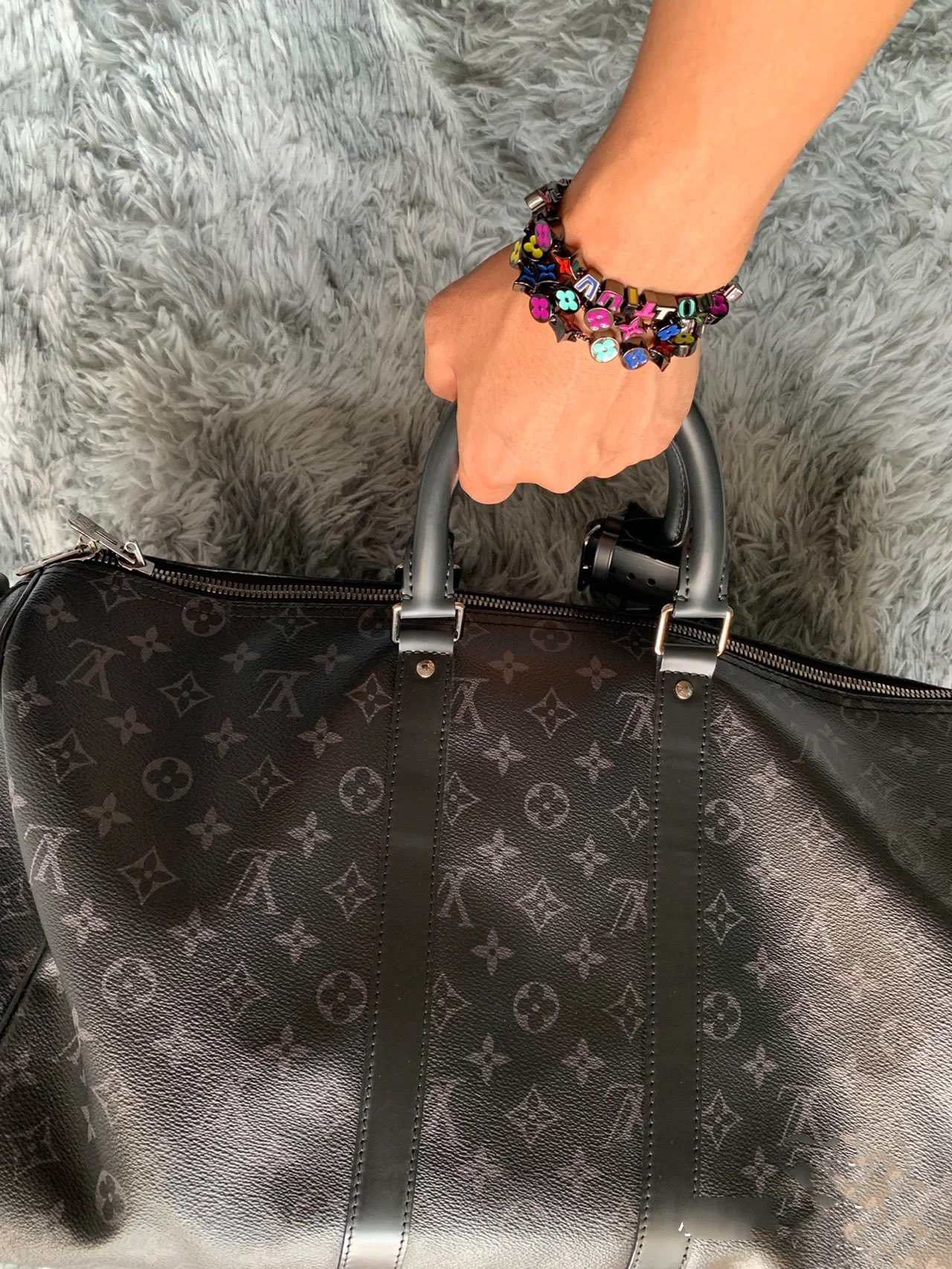 Louis Vuitton Black Gold Colorful Enamel Charms Bracelet Necklace for Men - Original Replica Club