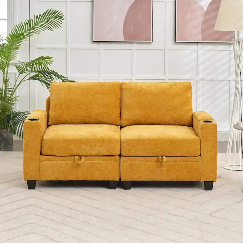 Versatile Chenille Storage Loveseat Sofa