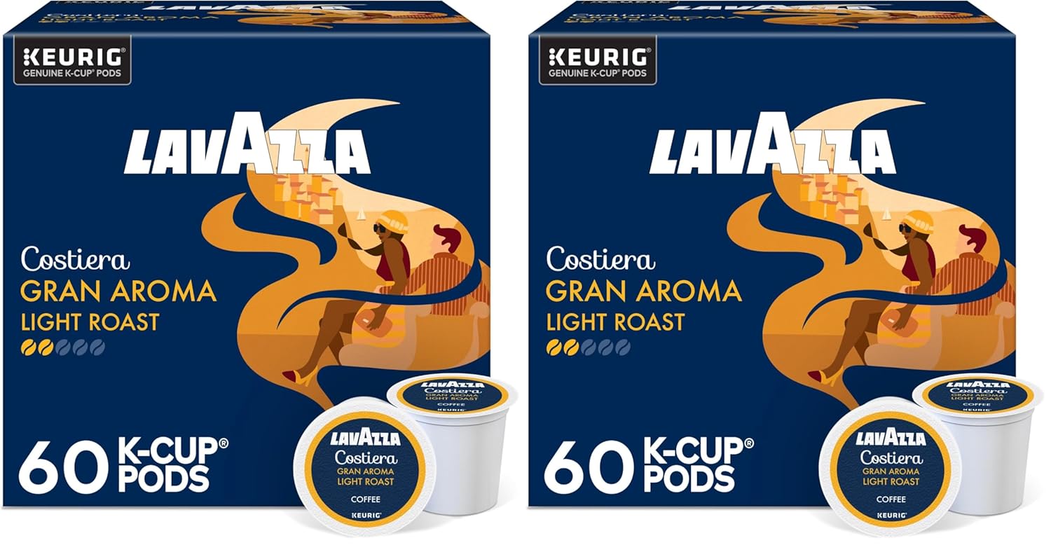 Lavazza Costiera Gran Aroma.Single-Serve Keurig K-Cup Pods.Light Roast Coffee.60-Count Box.(Pack of 12)
