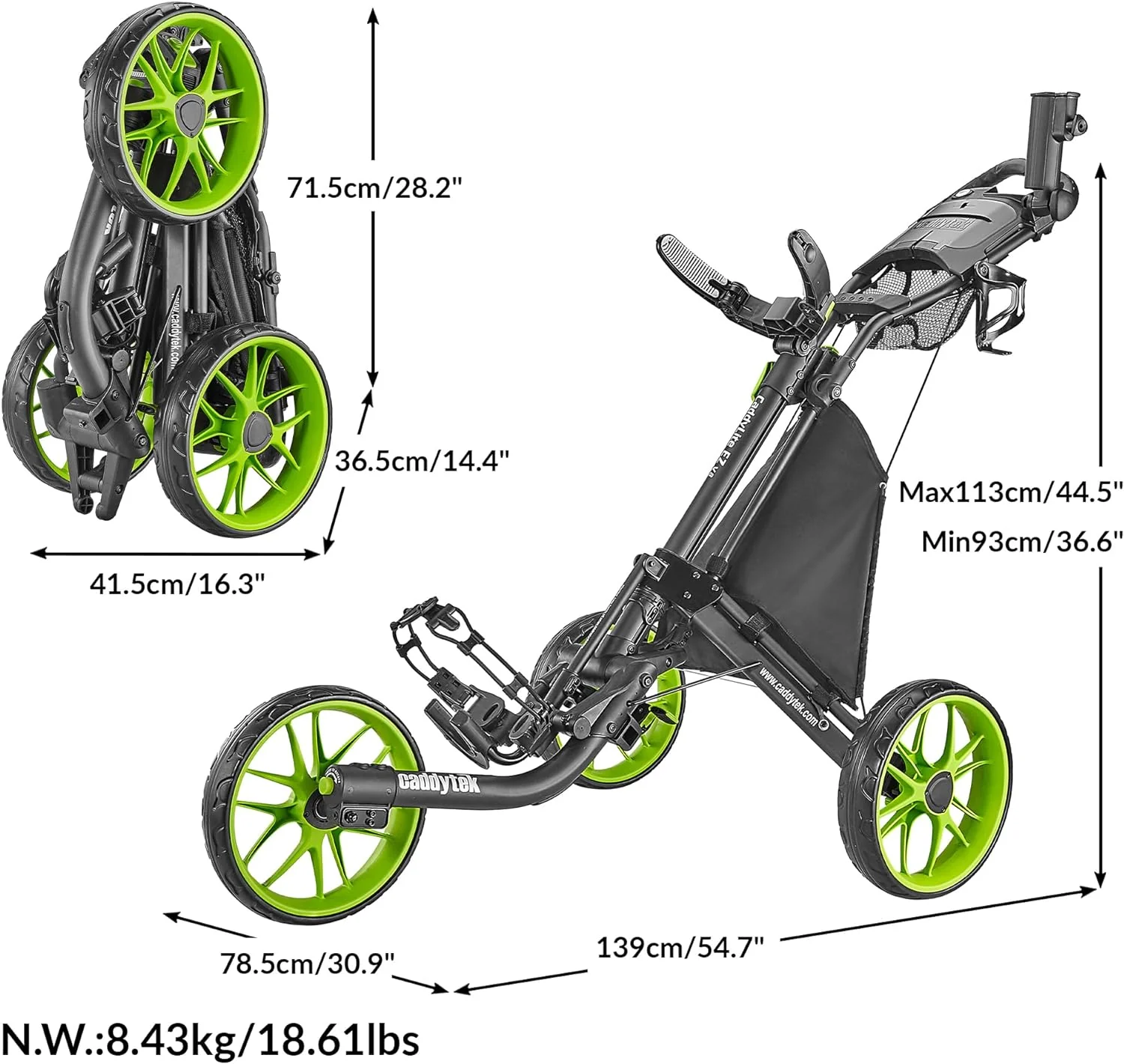 3-Wheel Foldable Golf Push Cart With Foot Brake - CaddyLite EZ V8 - Image 4 3-Wheel Foldable Golf Push Cart With Foot Brake - CaddyLite EZ V8 - Image 4