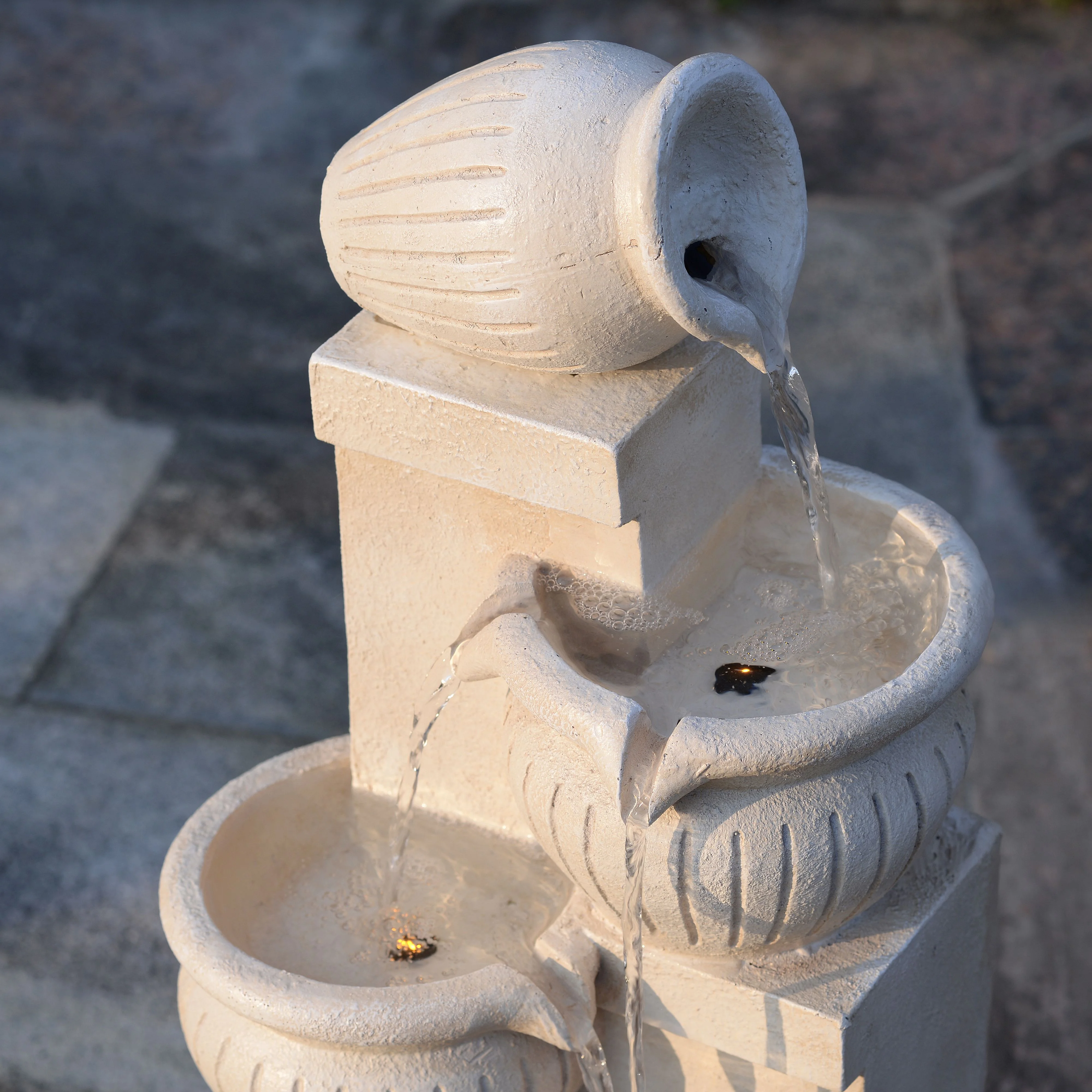 Teamson Home Outdoor Water Fountain with Lights-C 4-Tier Cascading Bowl Design with LED Light & Solar Pump, Solar-Powered Water Fountain Outdoor Garden, Yard, or Patio D-cor, Navy Blue - Image 24